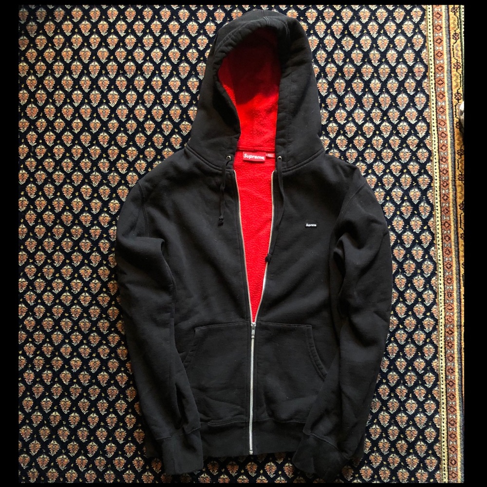 Supreme Contrast Zip Up Hooded Sweatshirt